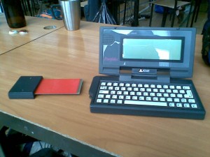 Atari Portfolio with a homebrew RAM card at Głuchołazy Party